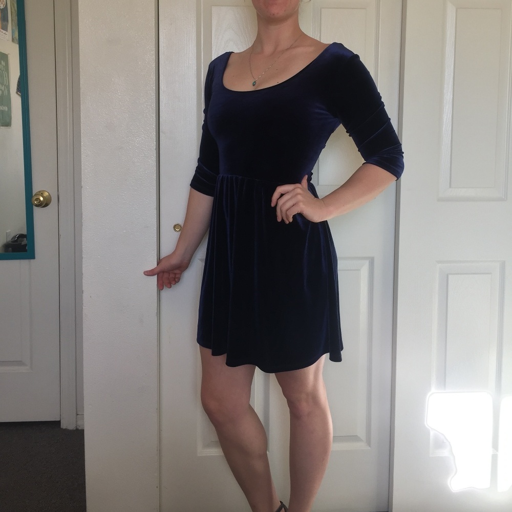 Blue Velvet Dress